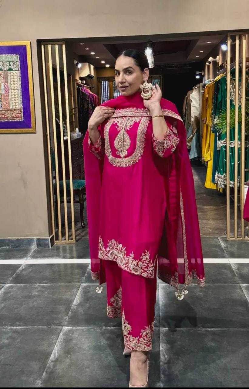 Chinon Silk Ladies Embroidery Designer Suit - MYLUXURY LANE ENTERPRISE